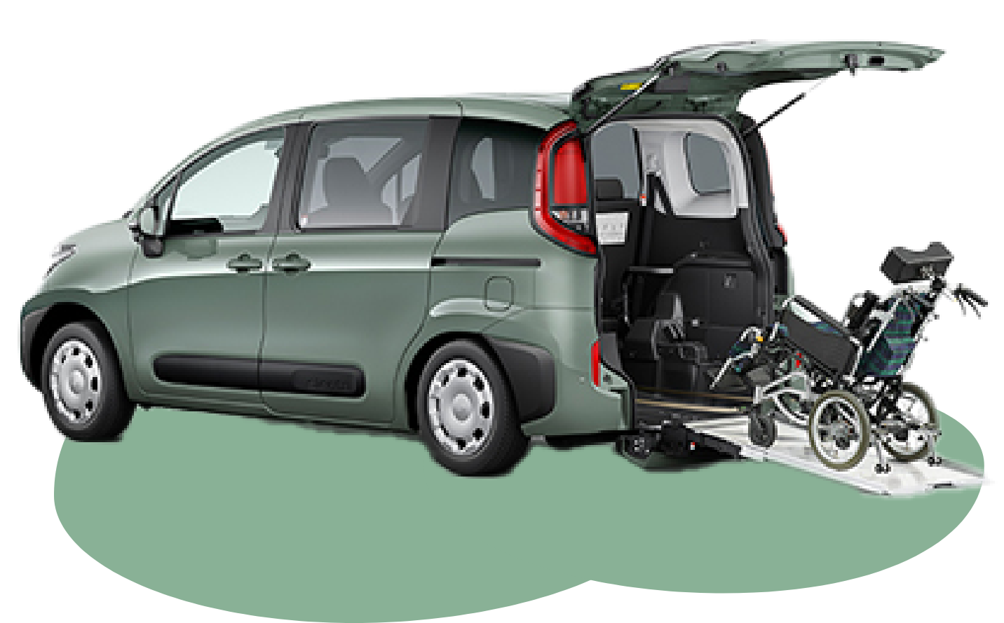 トヨタ ウェルキャブシリーズ 車椅子 タイヤカバー・胸部固定ベルト付 車いす仕様車（スロープタイプ） | 福祉車両（ウェルキャブ