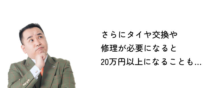 さらにタイヤ交換や修理が必要になると20万円以上になることも…